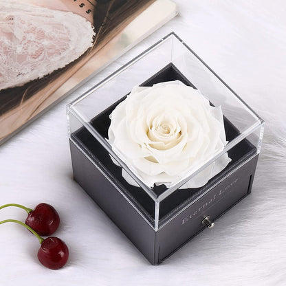 Preserved Real Rose with Silver-Tone Heart Necklace I Love You in 100 Languages Gift Set, Enchanted Real Rose Flower for Valentine'S Day Anniversary Wedding Romantic Gifts for Her (Red with Gold)