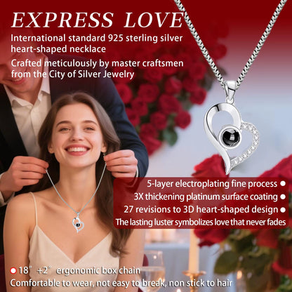 Preserved Real Rose with I Love You Necklace 100 Languages Eternal Flowers Rose Gifts for Her Wife Christmas Valentine'S Day